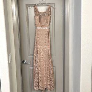 Blush lace gown like new. Only worn once.